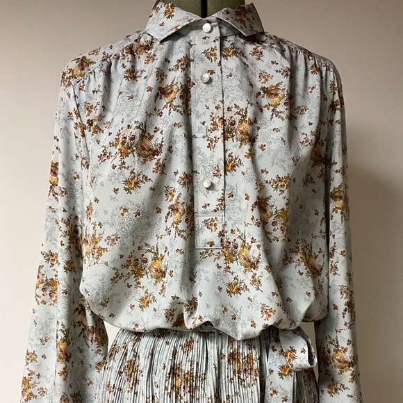 Designer Vintage 1970’s Lanvin flower print midi/maxi dress size 14 - Picture 3 of 11